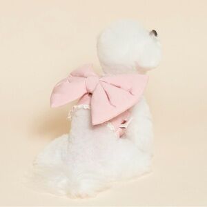 LUXURY PINK PUFFY GIANT PILLOW BOW DOG HARNESS VEST BUTTON SMALL BREED MEDIUM